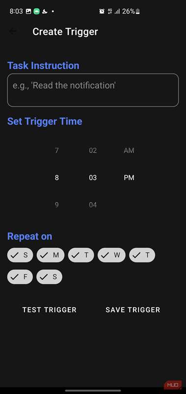 صفحهٔ ایجاد Trigger برای یک کار زمان‌بندی‌شده.