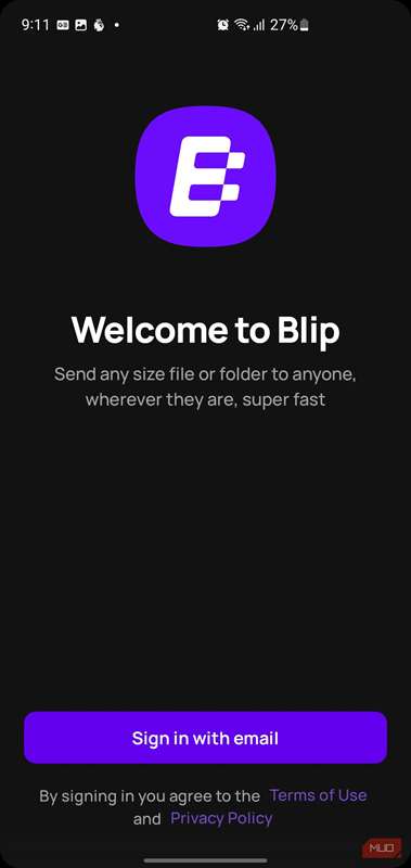 صفحه خوشآمد گویی برنامه Blip