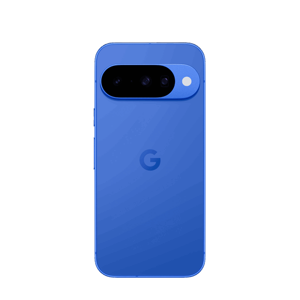 نمای پشت یک Pixel 10 آبی با پس‌زمینه شفاف