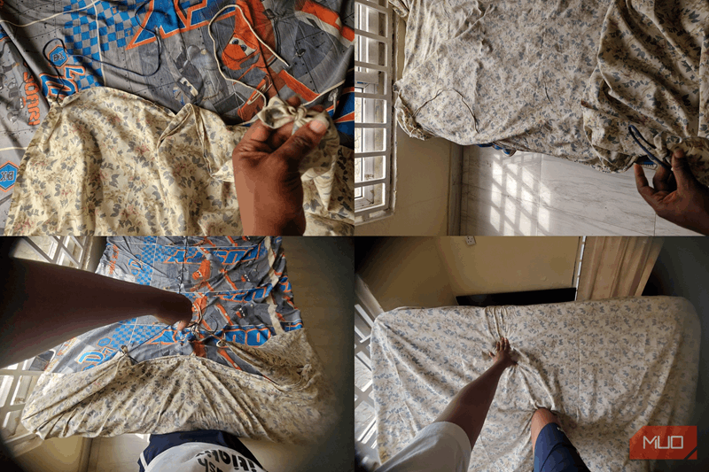 بستن گوشه‌های ملحفه با بندهای کفش قدیمی زیر تشک