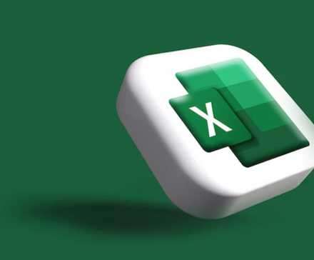 آیکون Microsoft Excel به شکل سهبعدی در پسزمینه سبز