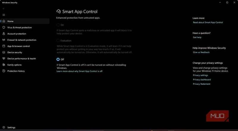 استفاده از Smart App Control به‌عنوان بررسی برای بدافزار