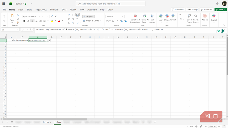 استفاده از تابع HYPERLINK همراه با توابع MATCH و VLOOKUP