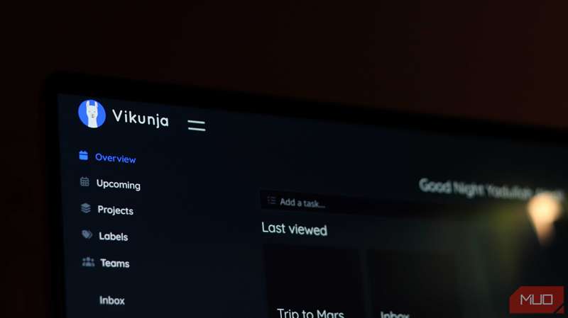 آرم و منوی Vikunja در برنامه دسکتاپ.