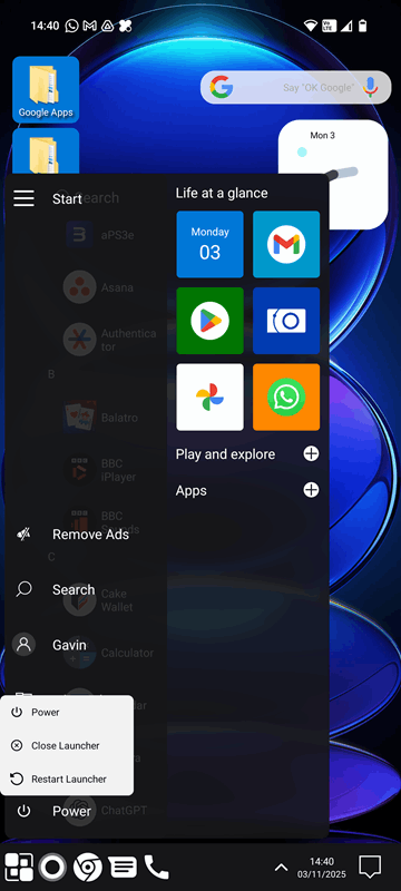 منوی شروع لانچر ویندوز 11