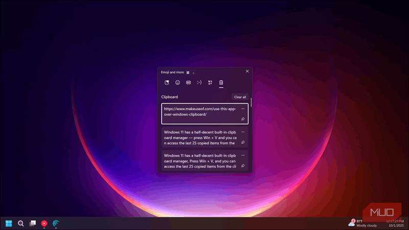 تاریخچه کلیپ‌بورد ویندوز باز در ویندوز ۱۱