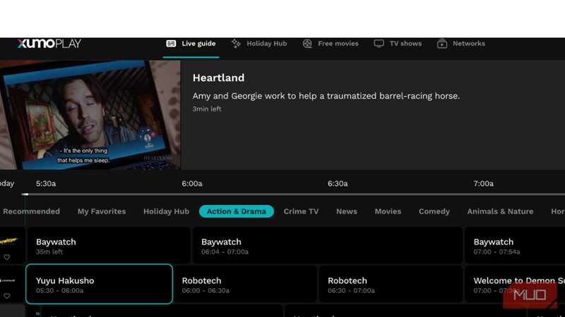 راهنمای کانال‌های تلویزیون زنده در Xumo Play