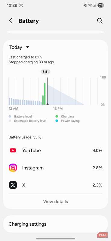 تنظیمات باتری در تلفن سامسونگ