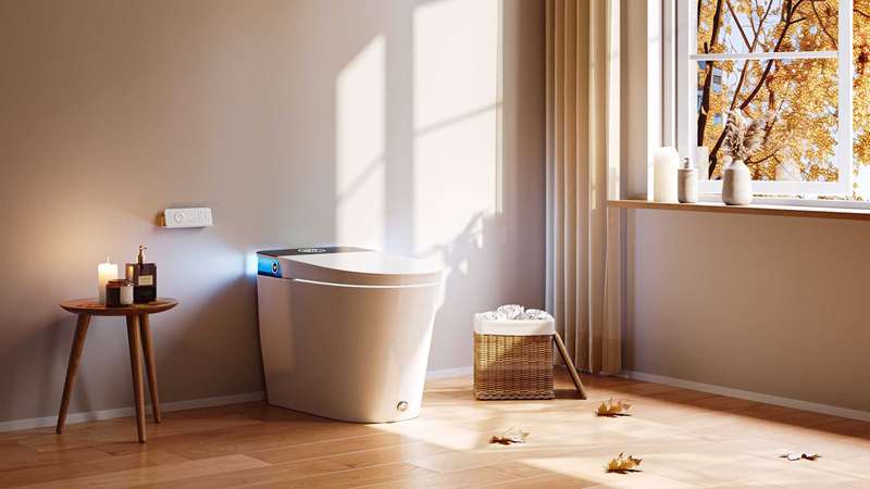 توالت هوشمند HOROW T38P در حمام با نور خورشید