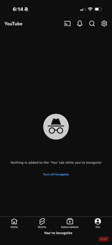 دکمه غیرفعال‌سازی حالت ناشناس در YouTube