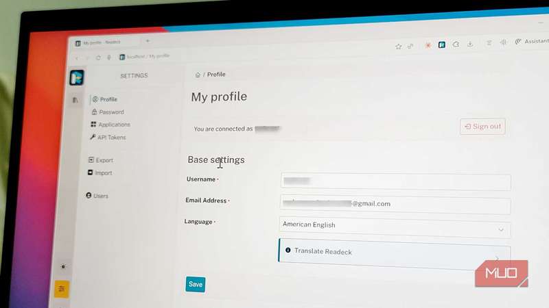 تنظیمات Readeck در Windows 11
