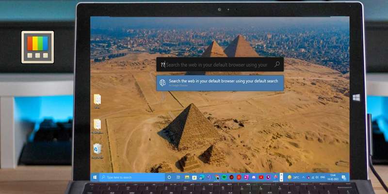 لپ‌تاپ ویندوز با PowerToys برای جستجو وب باز