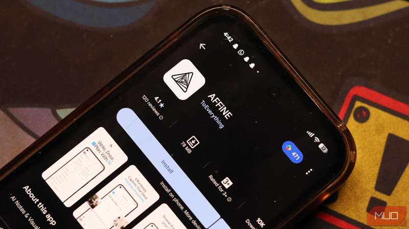 صفحه برنامه اندروید AFFiNE.