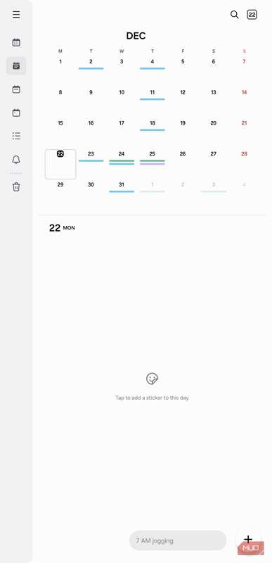 تقویم در رابط کاربری تبلت روی اندروید