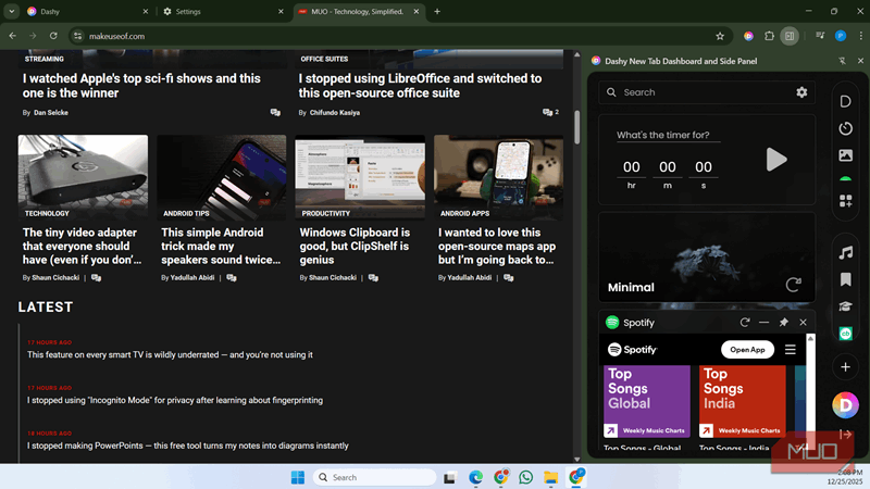 پنل جانبی Dashy در Chrome