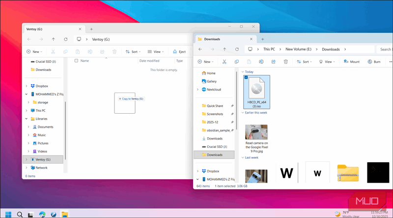 کشیدن و رها کردن ISO HBCD PE x64 به پوشه Ventoy