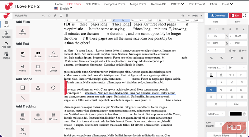 ویرایش یک فایل PDF در ILovePDF2
