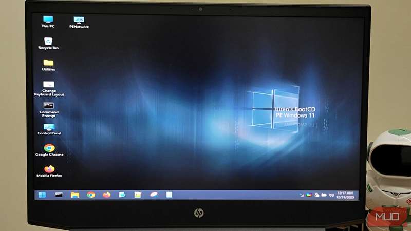 بوت‌سی‌دی Hiren PE باز بر روی یک لپ‌تاپ HP