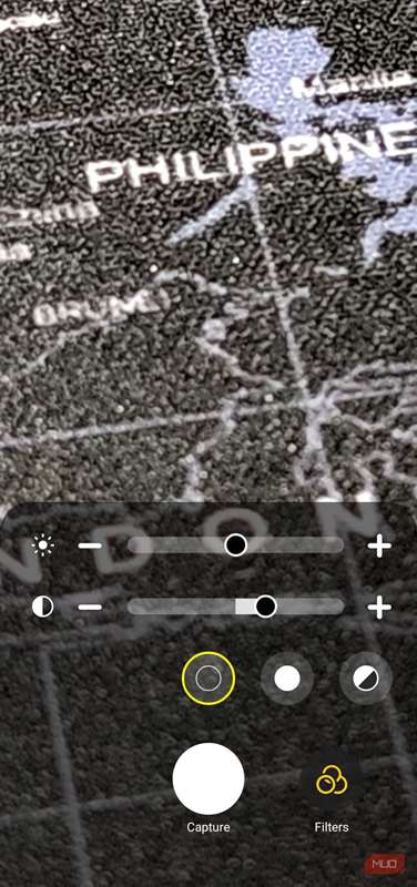 گزینه‌های برنامهٔ ذره‌بین در گوشی سامسونگ گلکسی