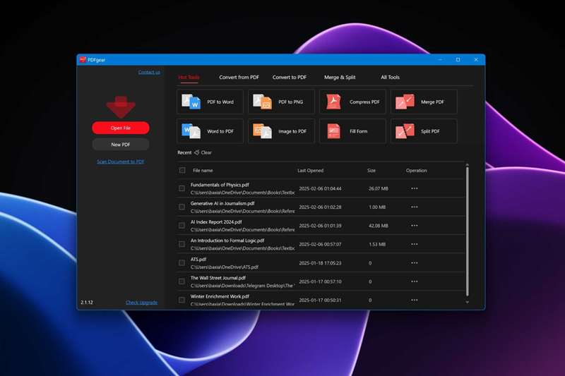 برنامهٔ PDFGear بر روی Windows 11