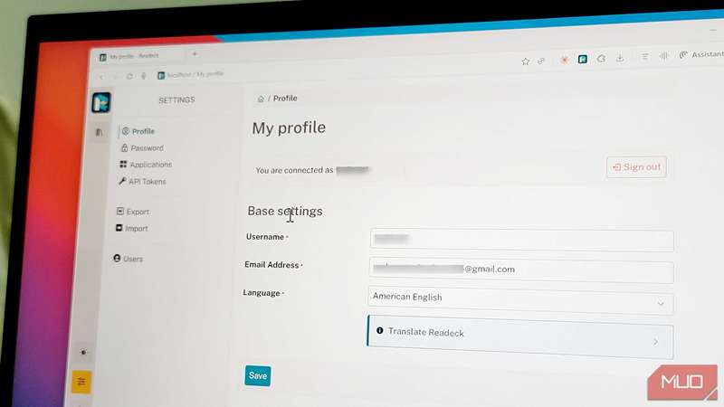 تنظیمات Readeck در Windows 11