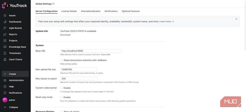در حال اجرا نسخه YouTrack