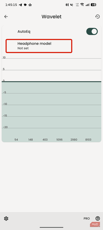 منوی انتخاب هدفون‌ها در برنامه Wavelet بر روی اندروید.