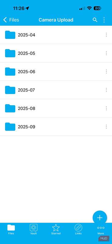تصویر صفحه‌نمایش برنامه Sync.com در آیفون.