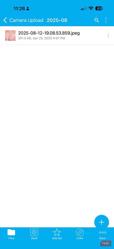 تصویر صفحه‌نمایش برنامه Sync.com در آیفون.