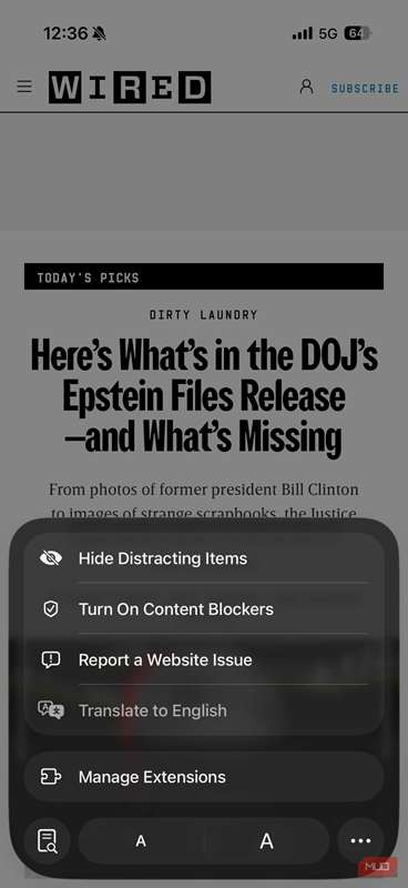 تنظیمات Turn on Content Blockers در برنامه مرورگر سافاری
