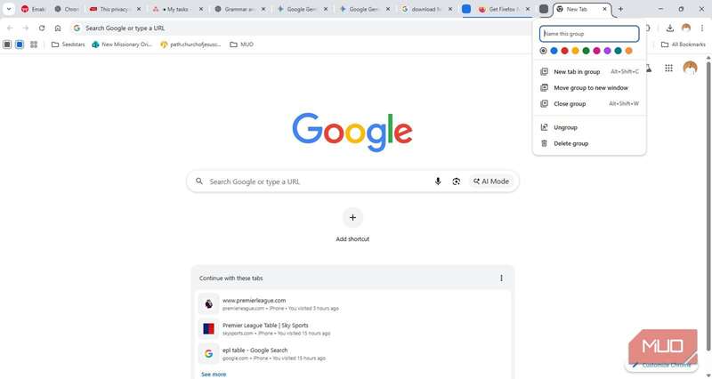 استفاده از گروه‌های برگه Chrome