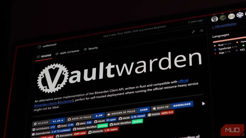 صفحه GitHub Vaultwarden
