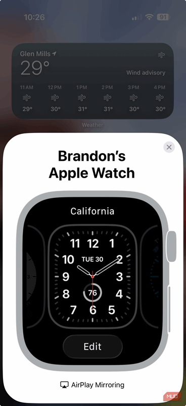 انعکاس صفحه ساعت