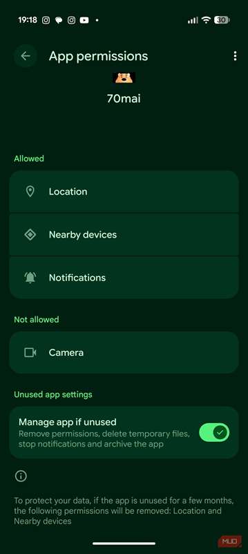 گزینه Manage app را روشن کنید اگر برای برخی برنامهها استفاده میشود