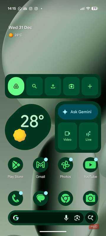 ویجت «در یک نگاه» روی صفحهٔ اصلی قابل مشاهده