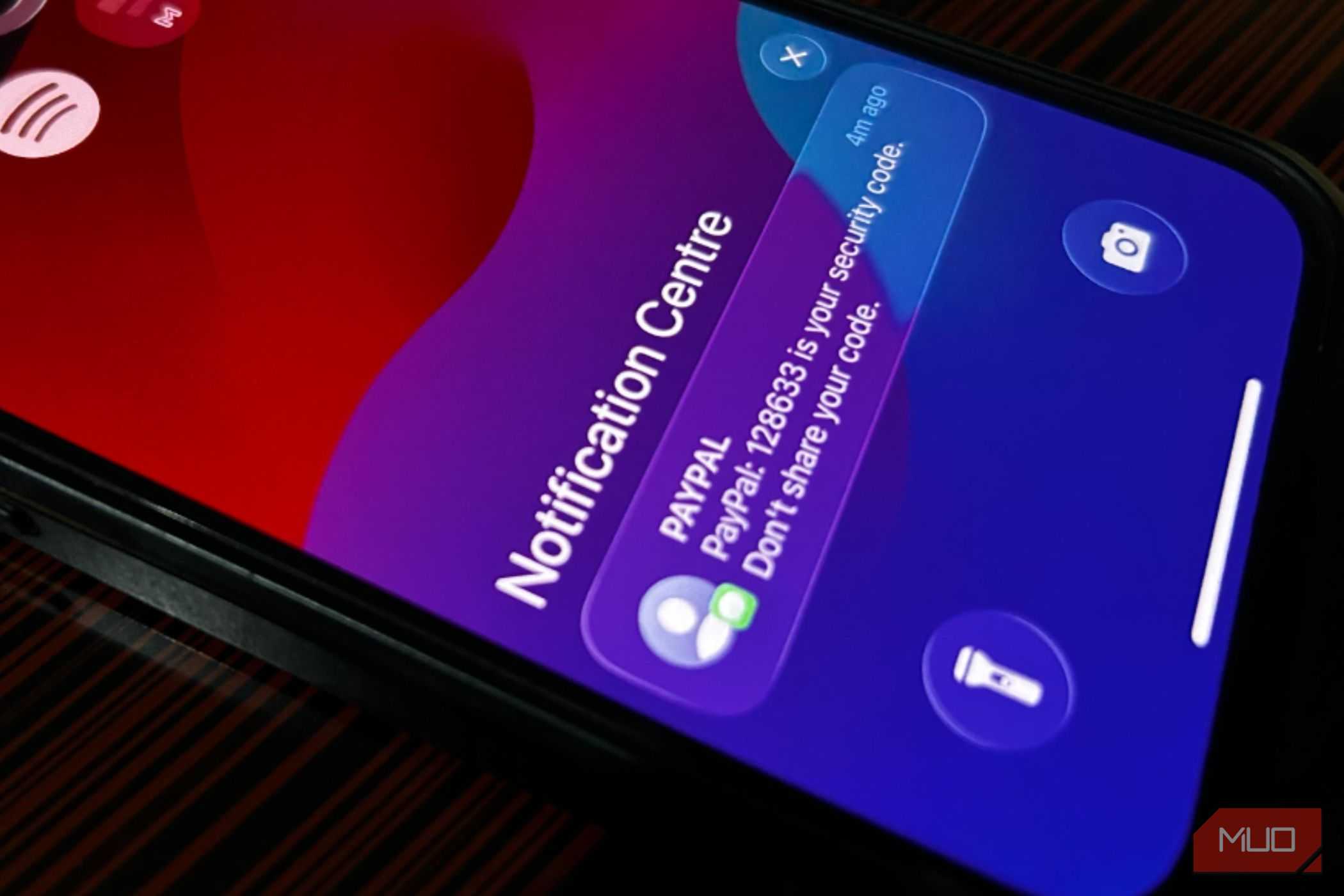 تصویر کد ۲FA PayPal که از طریق SMS ارسال شده