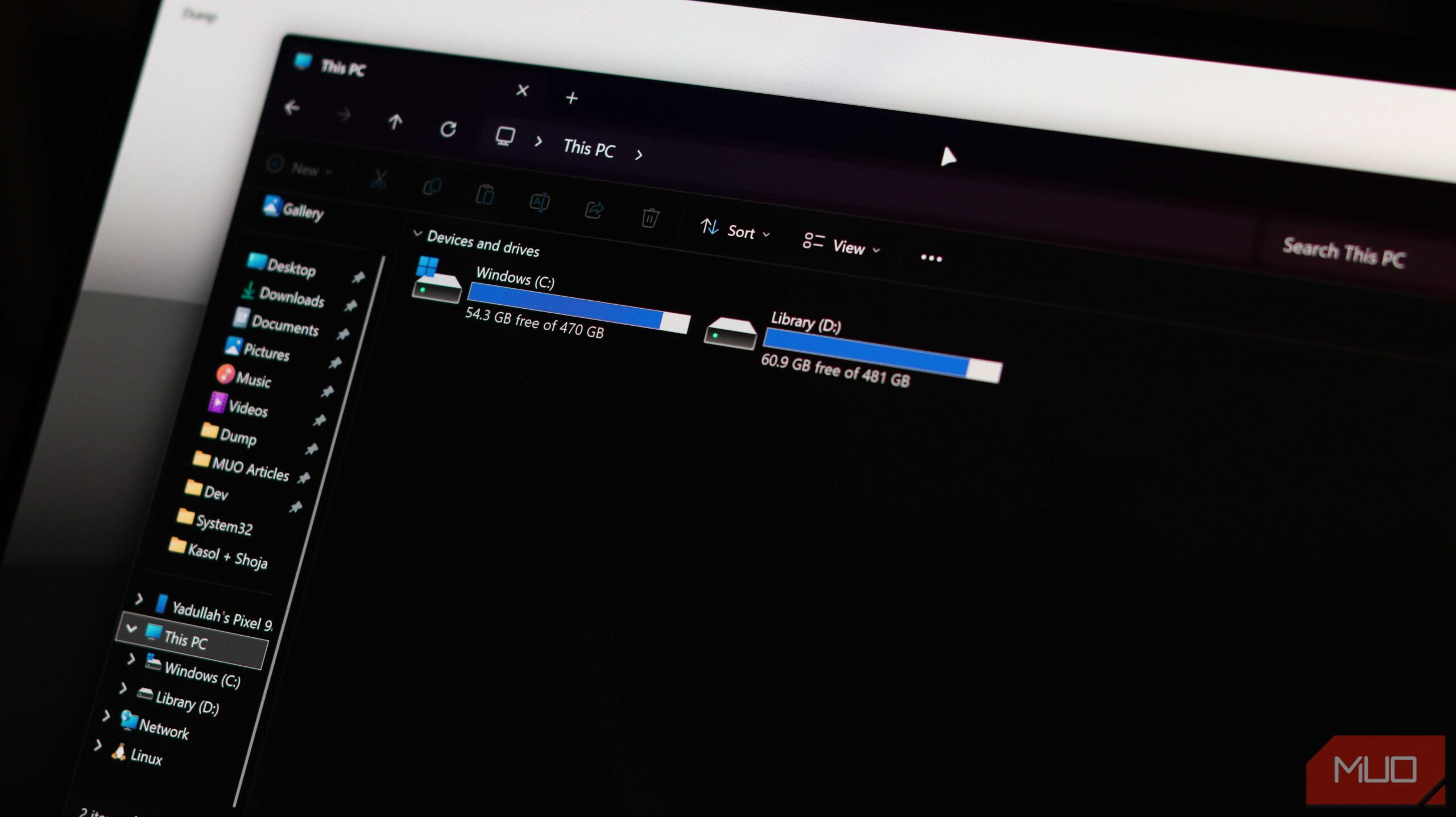 File Explorer در صفحه This PC