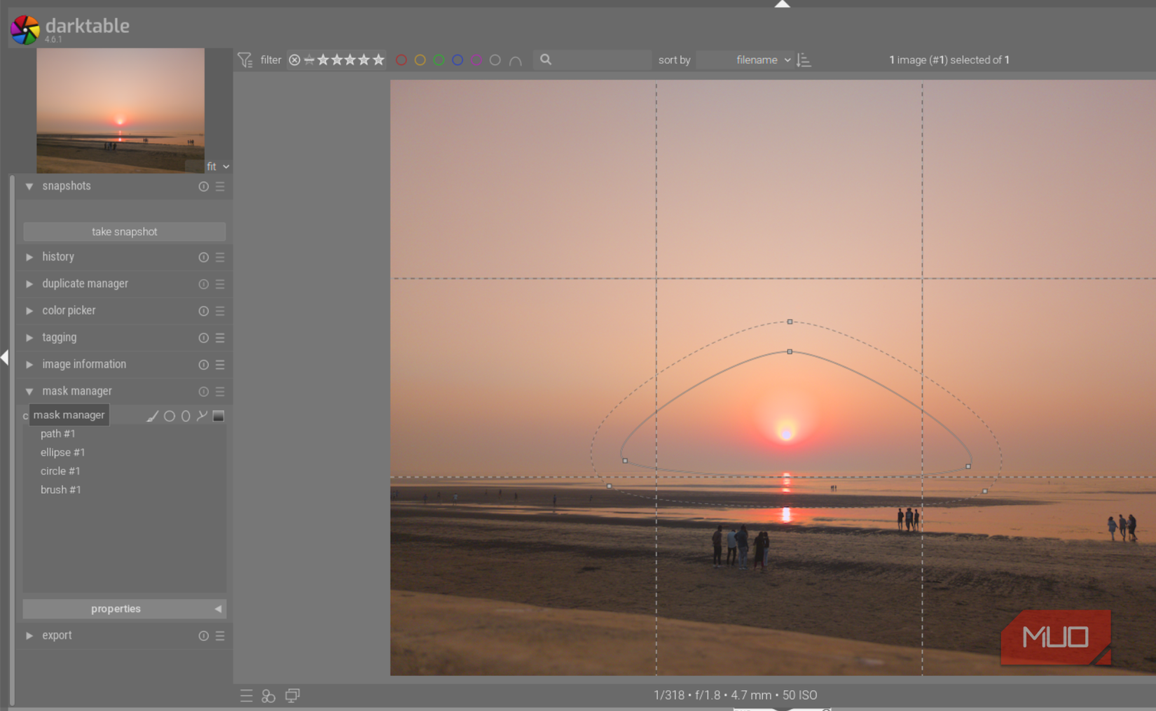 مدیر ماسک در ویرایشگر تصویر Darktable