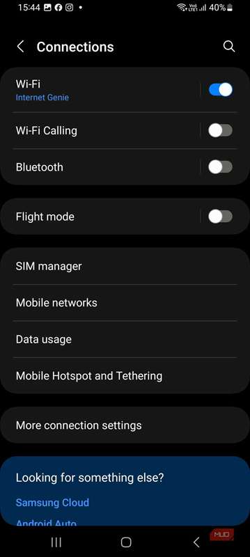 تنظیمات بیشتر اتصال در اندروید