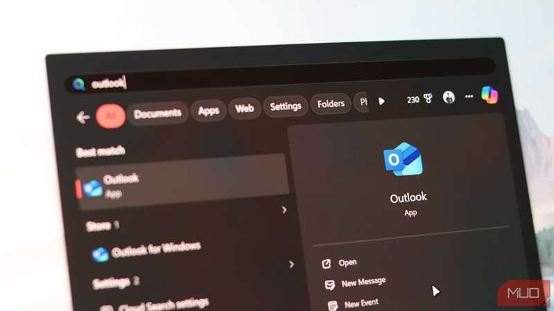 نتایج جستجوی Outlook برای ویندوز در ویندوز ۱۱