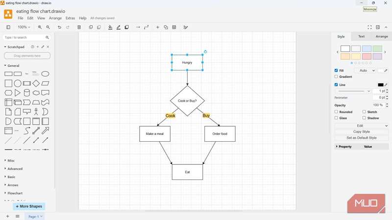 نمودار جریان در draw.io در ویندوز