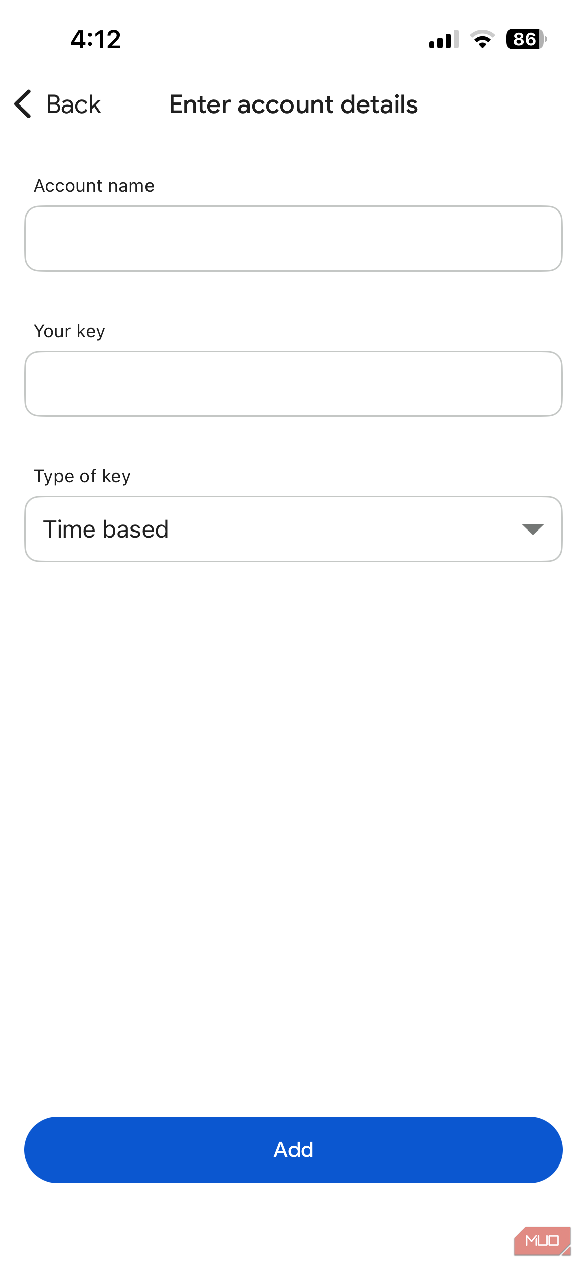 افزودن یک کلید در Google Authenticator روی iPhone