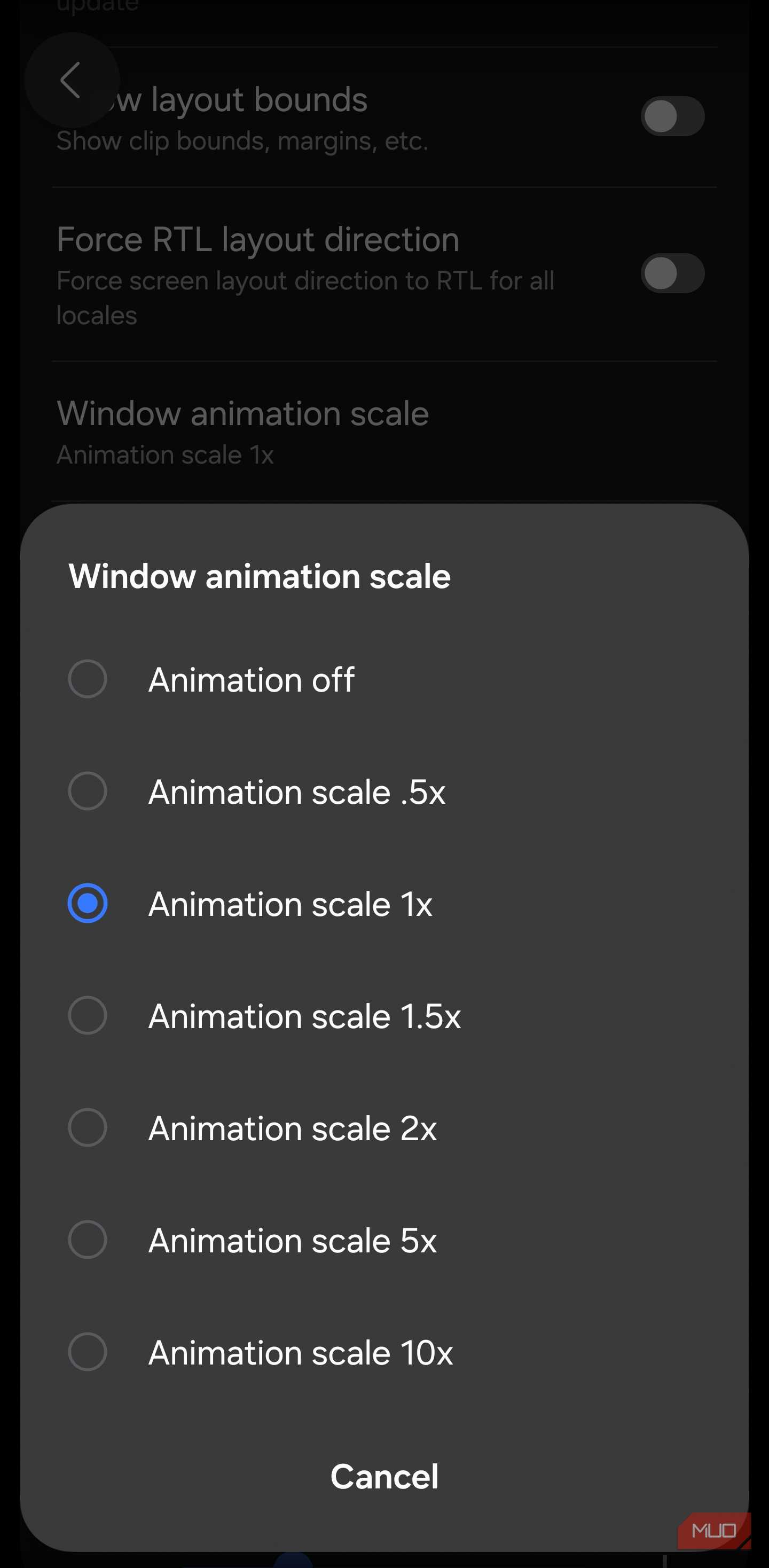 تنظیمات مقیاس انیمیشن‌های اندروید در گزینه‌های توسعه‌دهنده