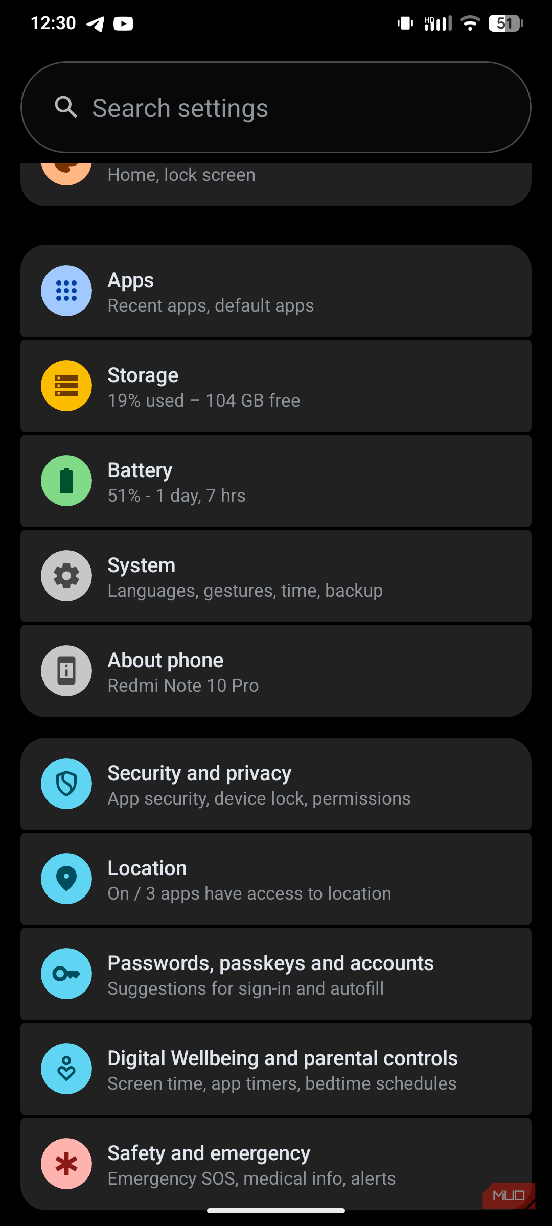 تنظیمات اندروید