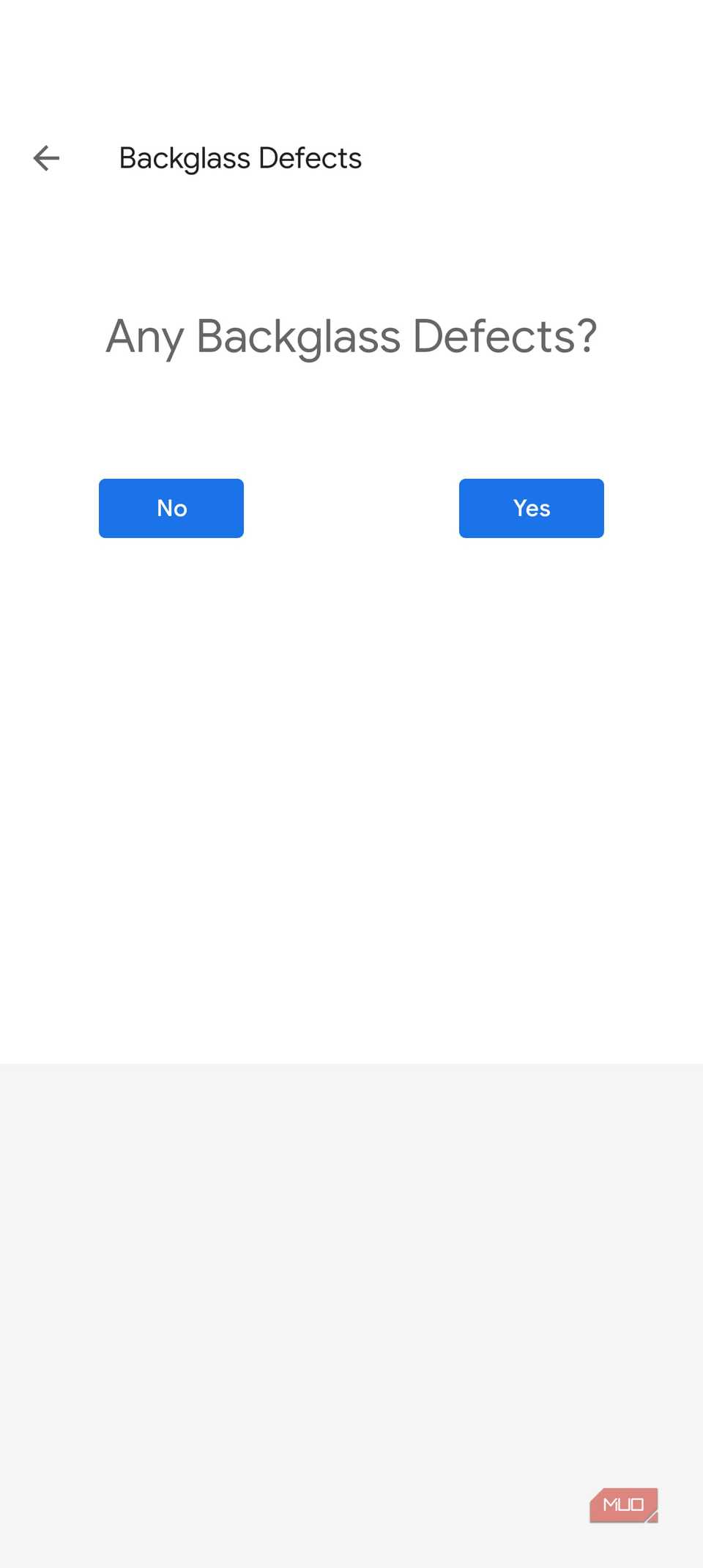 سوال درباره هرگونه اثرات پشت شیشه با گزینههای بله و خیر