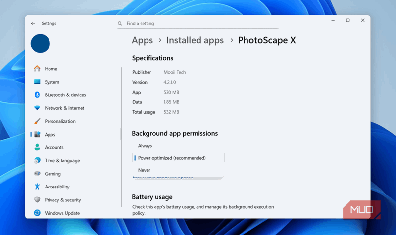 مجوز برنامه در پس‌زمینه در ویندوز