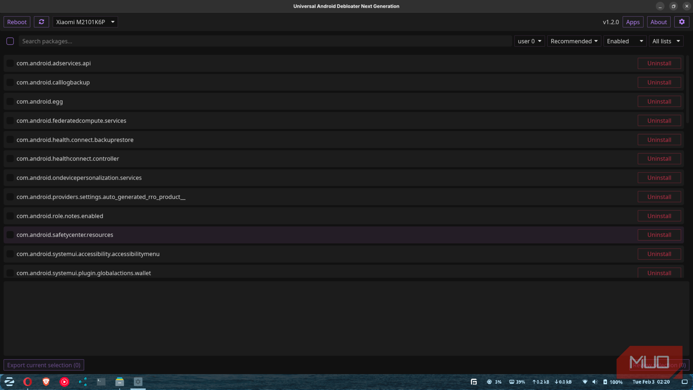 فهرست برنامهها با نام بسته در UAV‑NG