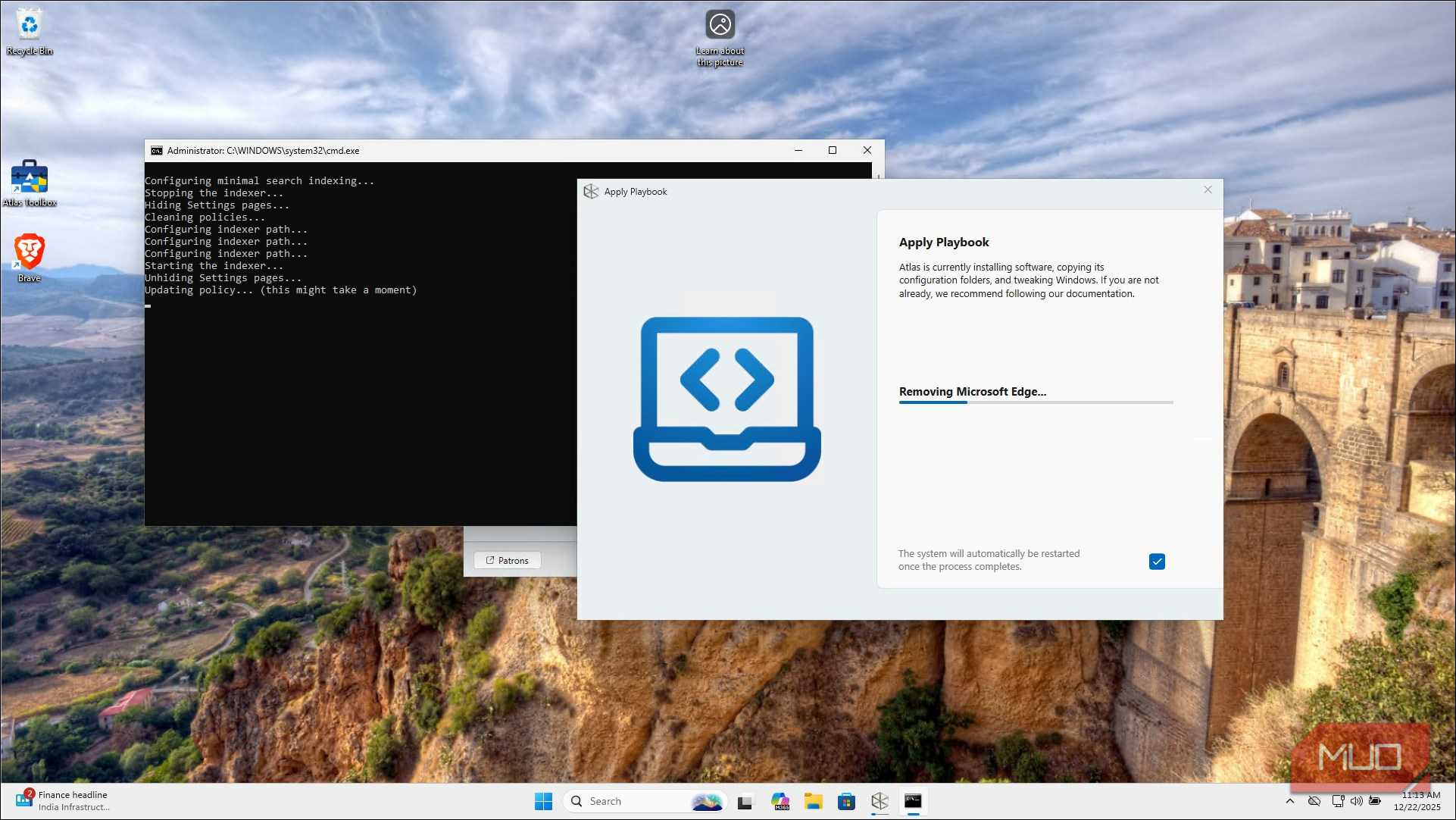 فرآیند حذف نرم‌افزارهای اضافه در Atlas OS