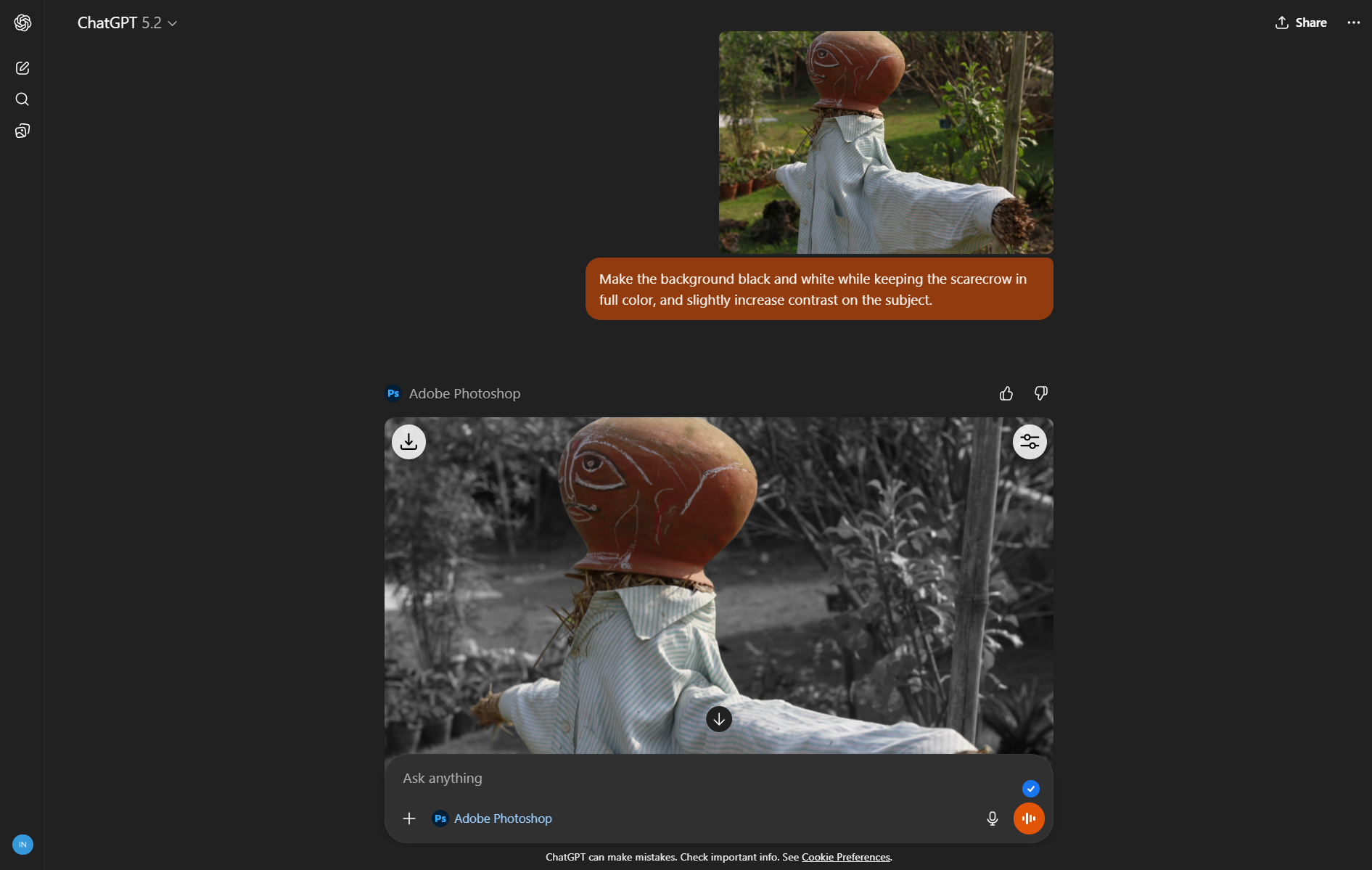 رنگ انتخابی با یک پرامپت چت‌جی‌پی‌تی