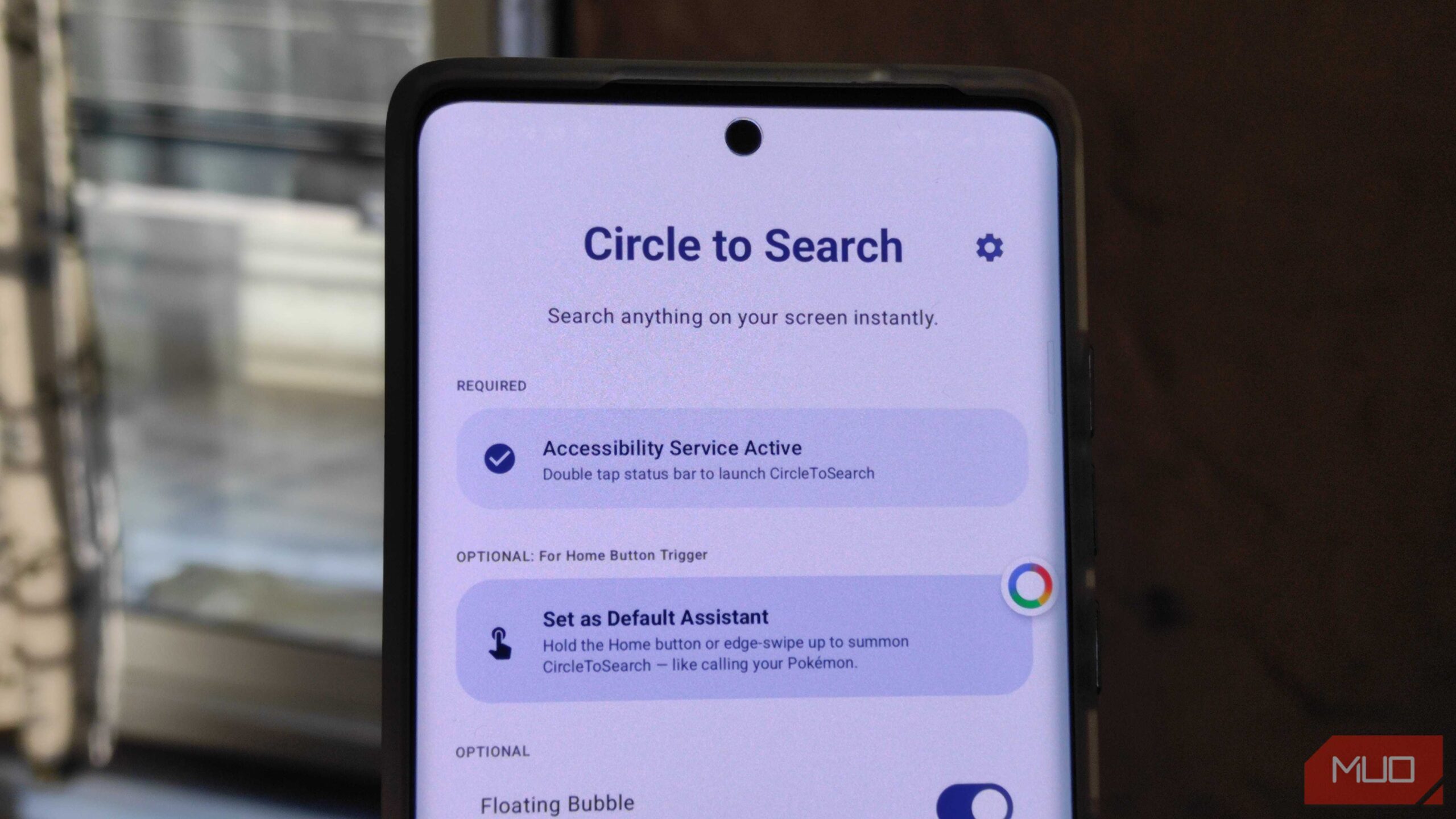 برنامه CircleToSearch با دسترسی فعال
